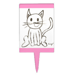 Painted Kitty Cake Topper - Pink