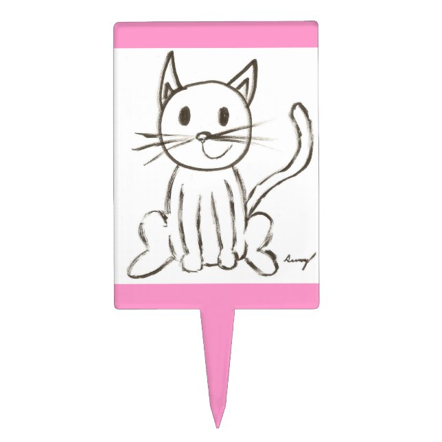Painted Kitty Cake Topper - Pink (Front)