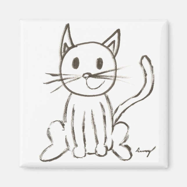 Painted Kitty Square Magnet (Front)