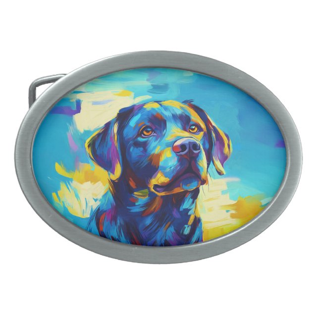 Painted Labrador Retreiver  Belt Buckle (Front)