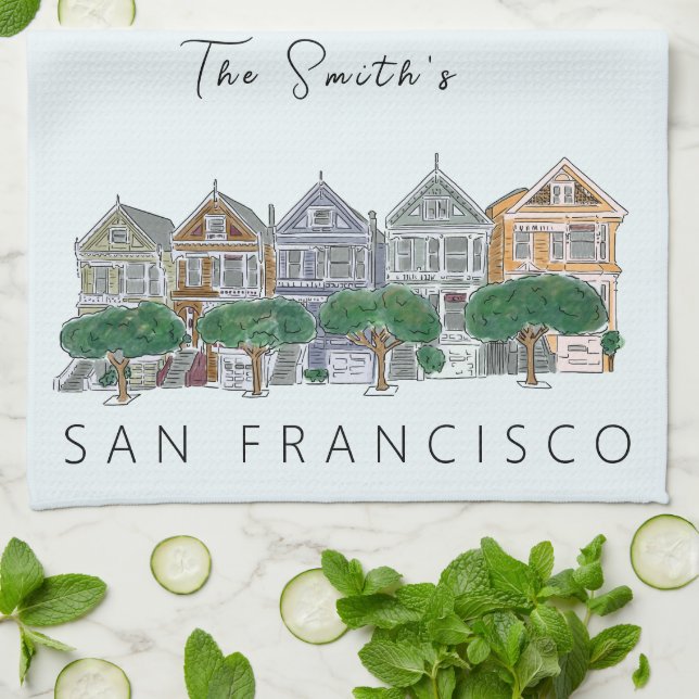 Painted Ladies San Francisco Kitchen Towel (Folded)
