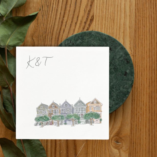 Painted Ladies, San Francisco Wedding cocktail Napkins (Creator Uploaded)