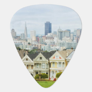 Painted Ladies, Victorian houses and skyline Guitar Pick