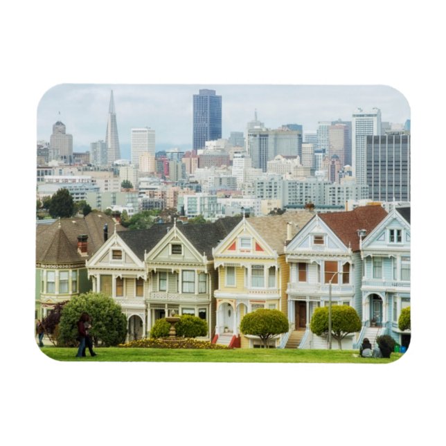 Painted Ladies, Victorian houses and skyline Magnet (Horizontal)