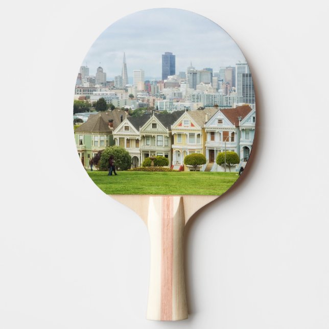 Painted Ladies, Victorian houses and skyline Ping-Pong Paddle (Front)