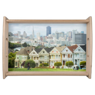 Painted Ladies, Victorian houses and skyline Serving Tray
