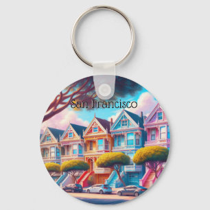 Painted Ladies Victorian San Francisco Souvenir Keychain