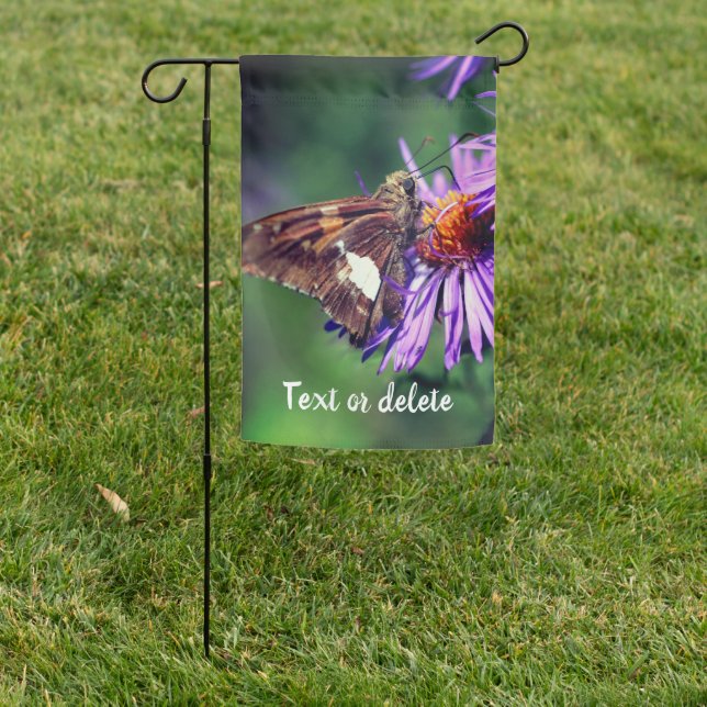 Painted Lady Butterfly Aster Flower Personalized Garden Flag (In SItu)