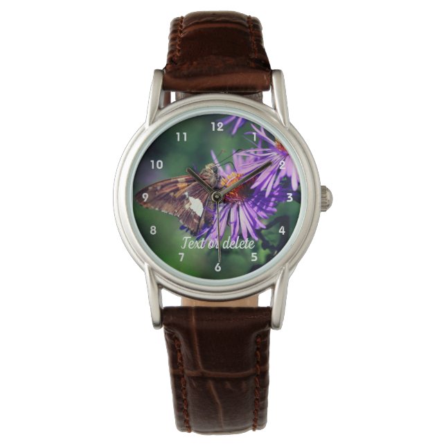 Painted Lady Butterfly Aster Flower Personalized  Watch (Front)