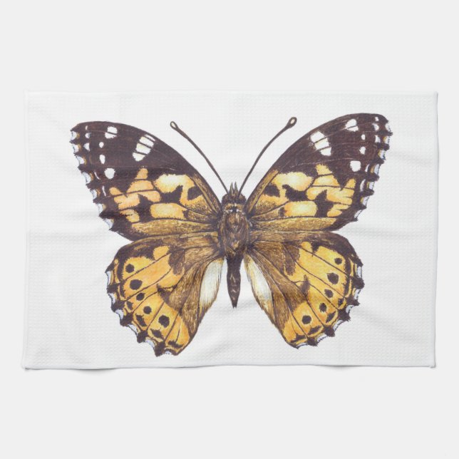 Painted lady butterfly kitchen towel (Horizontal)