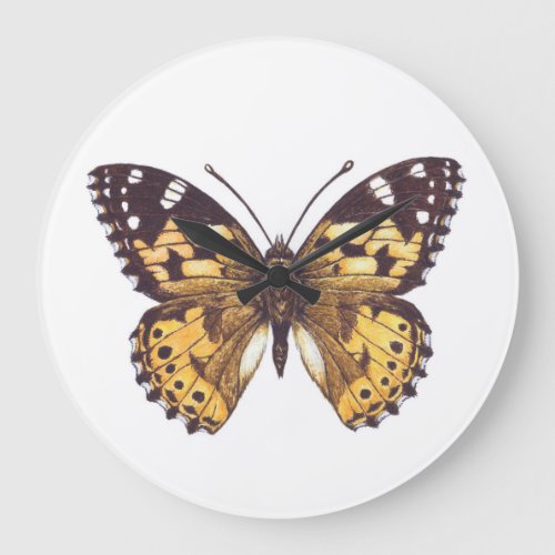 Painted lady butterfly large clock