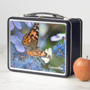 Painted Lady Butterfly Metal Lunchbox