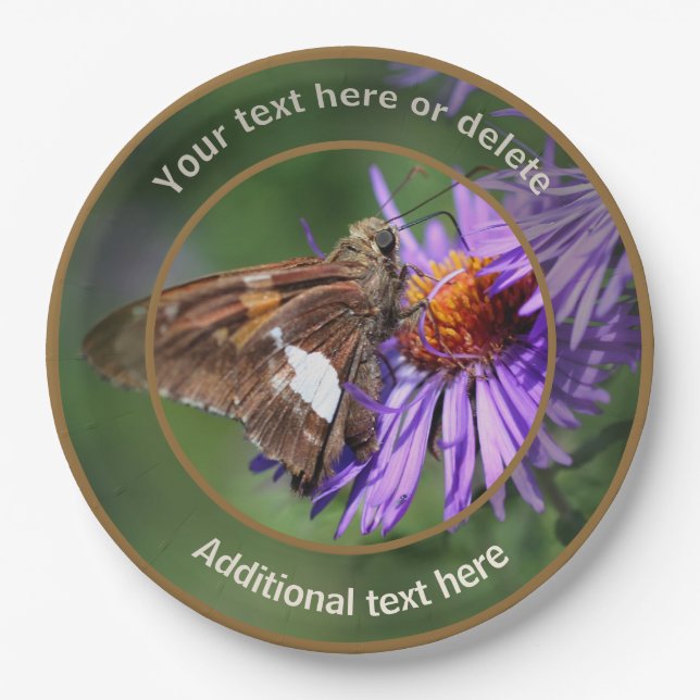 Painted Lady Butterfly Nature Personalized Party Paper Plates (Front)