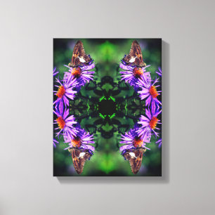 Painted Lady Butterfly On Aster Flower Abstract Canvas Print