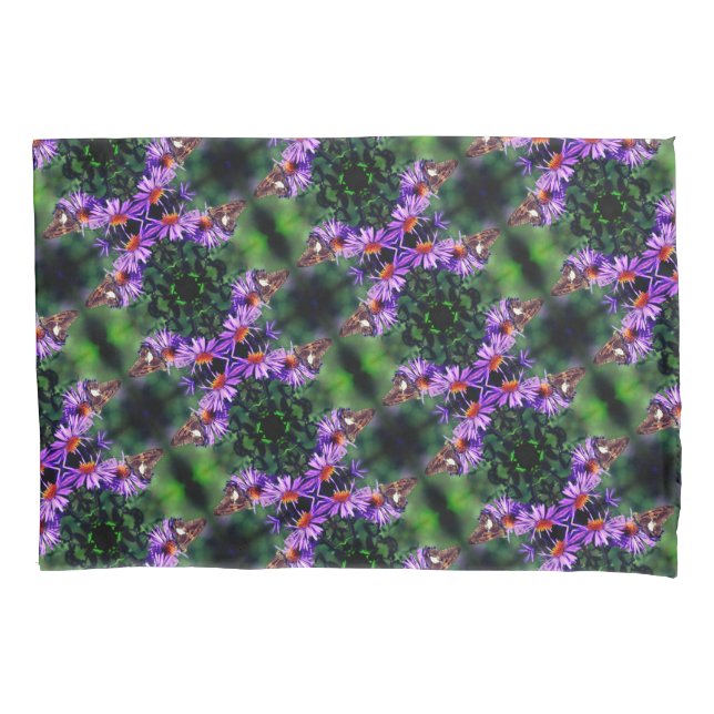 Painted Lady Butterfly On Aster Flower Abstract Pillow Case (Front)