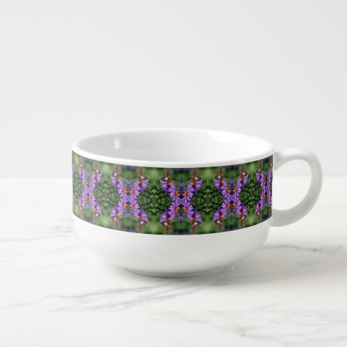 Painted Lady Butterfly On Aster Flower Abstract   Soup Mug