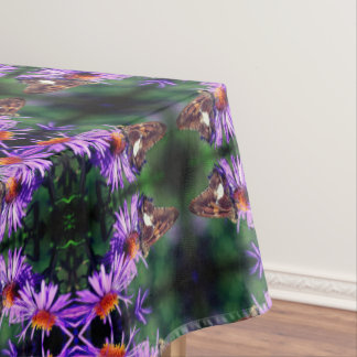 Painted Lady Butterfly On Aster Flower Abstract Tablecloth