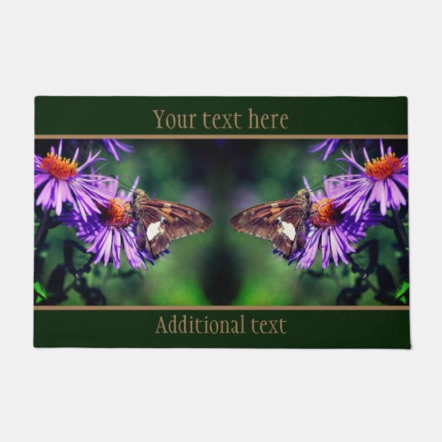Painted Lady Butterfly On Flower Personalized    Doormat (Front)