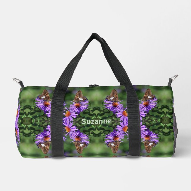 Painted Lady Butterfly On Flower Personalized Duffle Bag (Front)