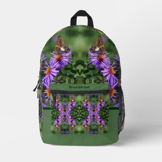 Painted Lady Butterfly On Flower Personalized Printed Backpack (Front)