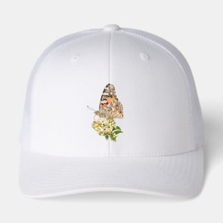Painted Lady Butterfly on White Flowers