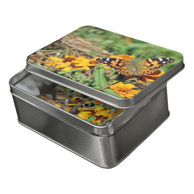 Painted Lady Butterfly on Zinnia Jigsaw Puzzle (Lid Open)