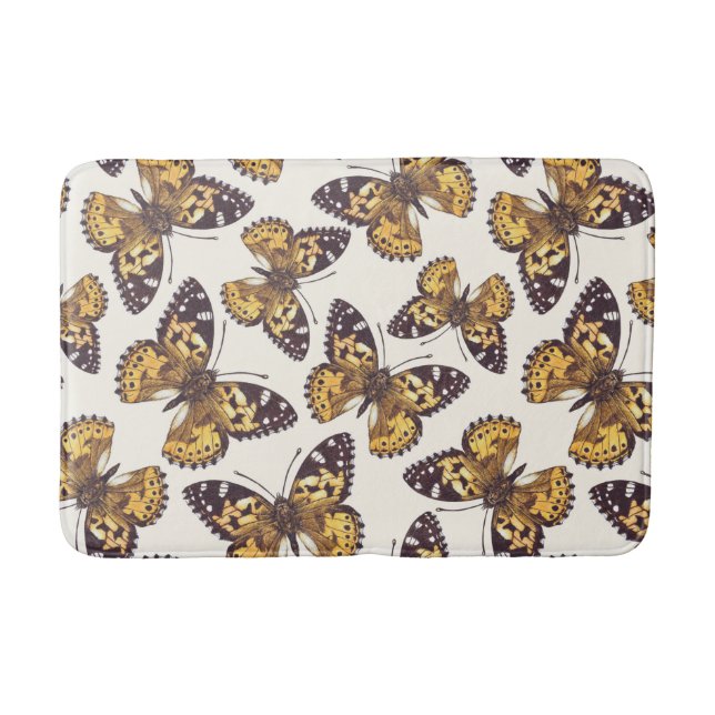 Painted lady butterfly pattern bath mat (Front)