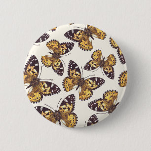 Painted lady butterfly pattern button