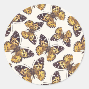 Painted lady butterfly pattern classic round sticker