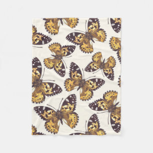 Painted lady butterfly pattern fleece blanket