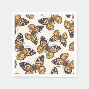 Painted lady butterfly pattern napkins