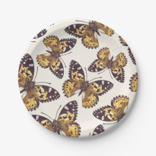 Painted lady butterfly pattern paper plates