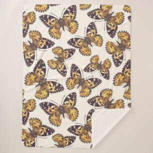 Painted lady butterfly pattern sherpa blanket