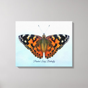 Painted Lady Butterfly Watercolor Painting Canvas Print