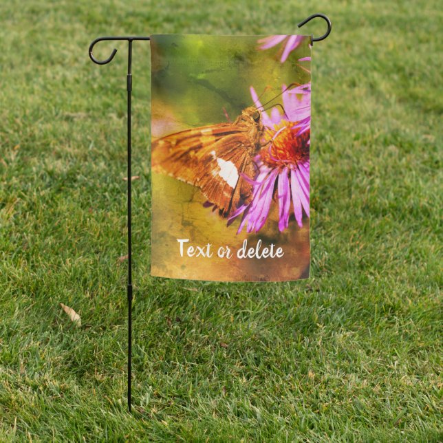Painted Lady Butterfly Wild Aster Flower Abstract Garden Flag (In SItu)