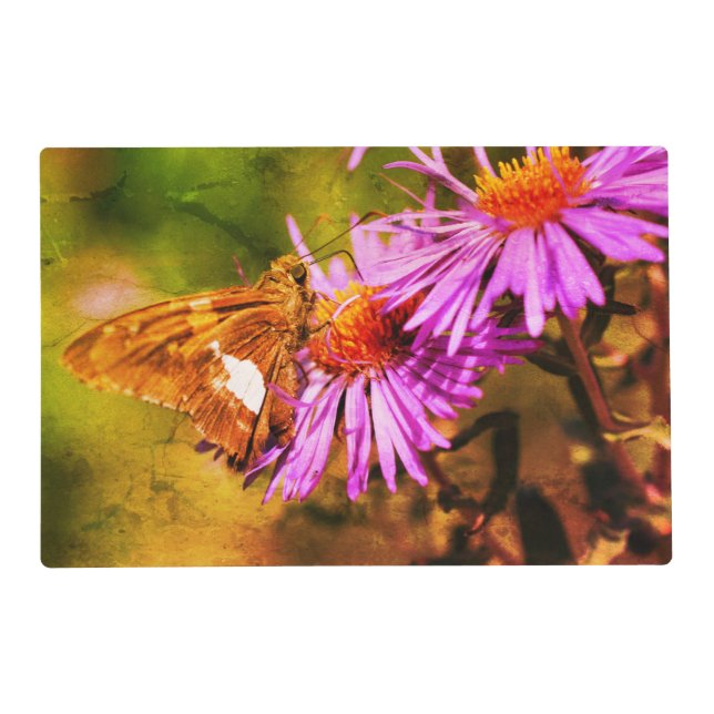Painted Lady Butterfly Wild Aster Flower Abstract Placemat (Front)