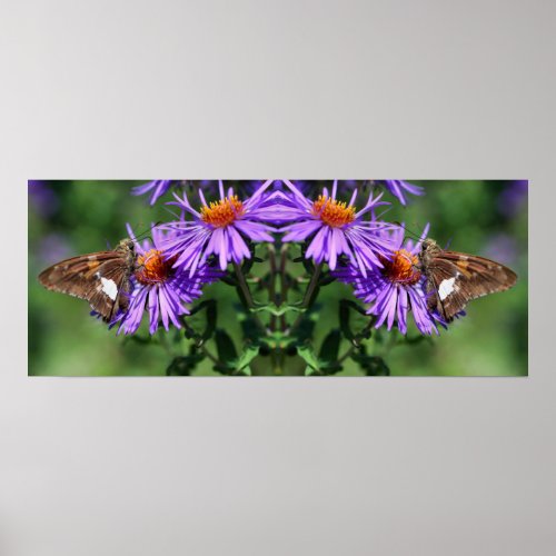 Painted Lady Butterfly Wildflower Mirror Abstract  Poster