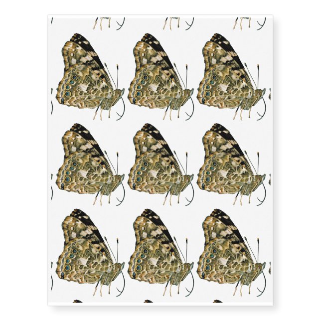 Painted Lady Cosmopolitan Butterfly Temporary Tattoos (Front)