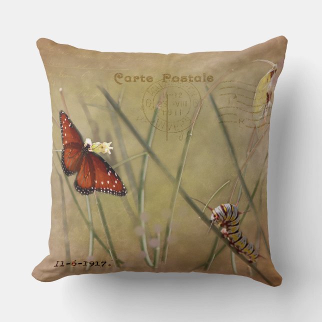 Painted Lady Mixed Media  Throw Pillow (Front)