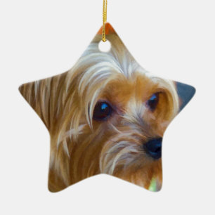 Painted Lady Yorkshire Terrier Ceramic Ornament