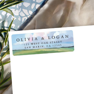 Painted Landscape Sky Cloud Wedding Return Address Label