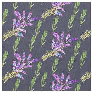 Painted lavender pattern - midnight blue fabric