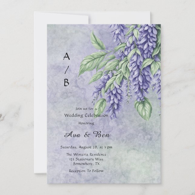 Painted Lavender Wisteria Wedding Celebration Invitation (Front)