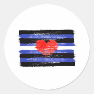 PAINTED LEATHER PRIDE FLAG and SYMBOL Classic Round Sticker