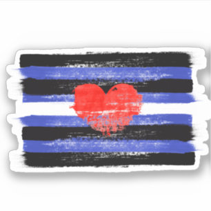 PAINTED LEATHER PRIDE FLAG and SYMBOL Sticker