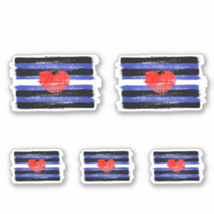 PAINTED LEATHER PRIDE FLAG and SYMBOL Sticker