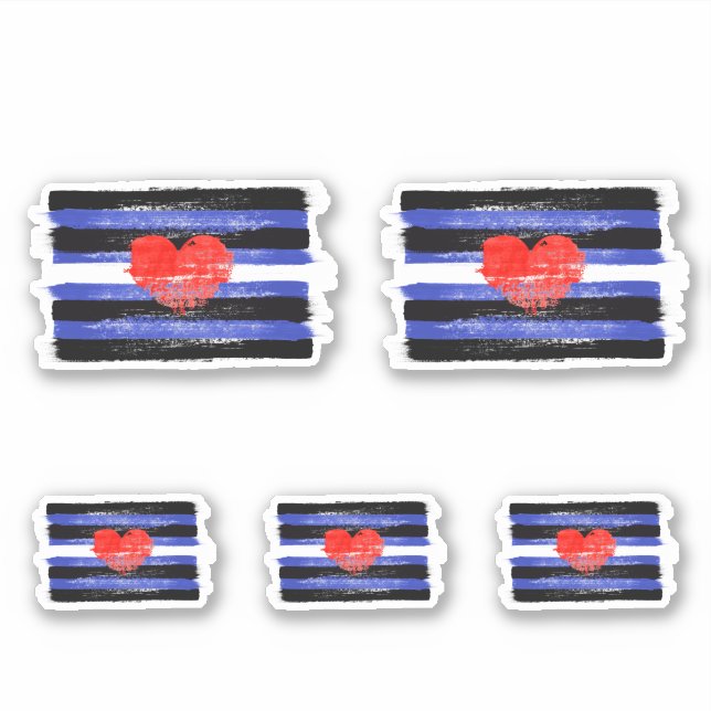 PAINTED LEATHER PRIDE FLAG and SYMBOL Sticker (Front)
