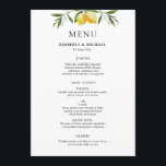 Painted lemons greenery foliage wedding menu<br><div class="desc">botanical watercolor lemons with greenery foliage. You can personalize the text and colors.</div>