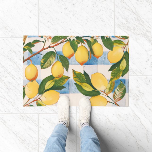 Painted Lemons on a Table Landscape  Doormat (Indoor)