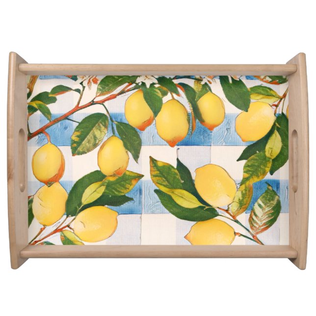 Painted Lemons on a Table Landscape  Serving Tray (Front)